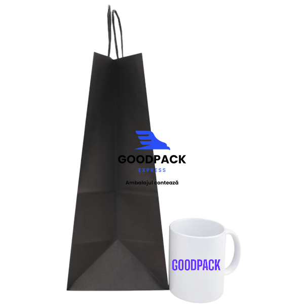 Pungă de h&acirc;rtie cu m&acirc;nere 320х150х380 mm, kraft negru, 20 buc. 2507 foto