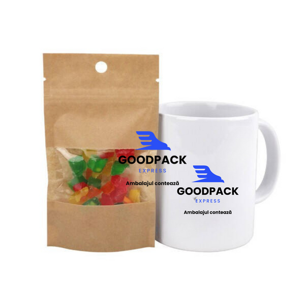 Doy-pack 80&times;140 mm kraft + fereastră cu agățare (100 buc.) 22010 foto