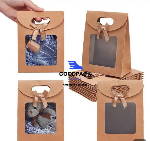 Pungă din hârtie cu fereastră 120×60×160 mm – 1 buc. 215579 foto Pungă din hârtie cu fereastră 120×60×160 mm – 1 buc. 215579 foto