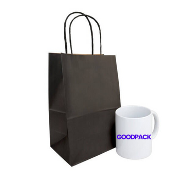 Pungă de h&acirc;rtie cu m&acirc;nere 190х120х280 mm, kraft negru, 50 buc. Pungă de h&acirc;rtie cu m&acirc;nere 190х120х280 mm, kraft negru, 50 buc. foto