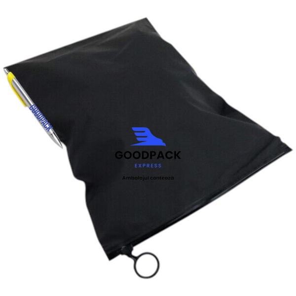 Pungă slider 200х300 mm cu inel negru, 70 &micro;m, negru mat, 50 buc. 12449 foto