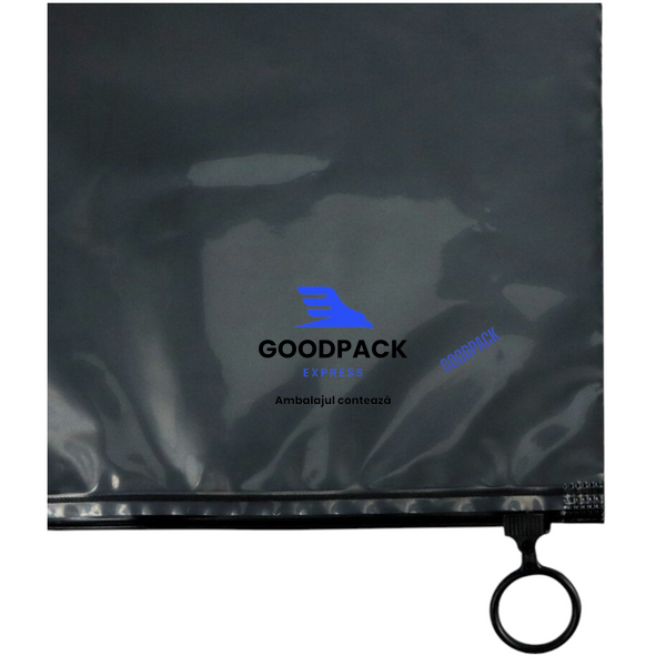 Pungă slider 200х150 mm, cu perete transparent, neagru mat cu inel negru, 100 &micro;m, 50 buc. 12457 foto