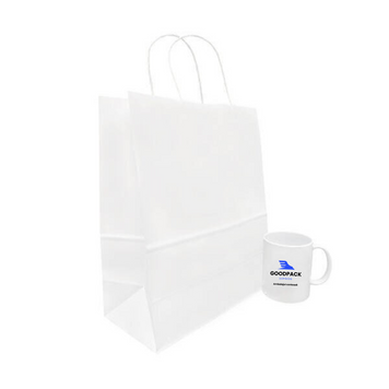 Pungă de h&acirc;rtie cu m&acirc;nere, 220х120х280 mm, kraft alb, set 50 bucăți 252500 foto