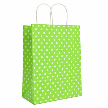 Pungă din h&acirc;rtie 260&times;150&times;350 mm, kraft verde cu buline &ndash; 10 buc. 091 foto