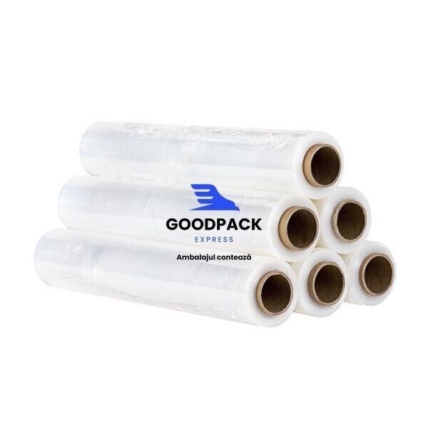 Folie stretch alimentară 300 mm &times; 220 m, 8 microni, transparentă &ndash; 1 rolă 099 foto