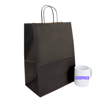 Pungă de h&acirc;rtie cu m&acirc;nere 260x150x350 mm, kraft negru, 20 buc. 2497 foto